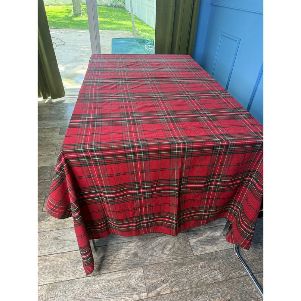 Bee & Willow Christmas Holiday Red Plaid 60" x 104” Tablecloth